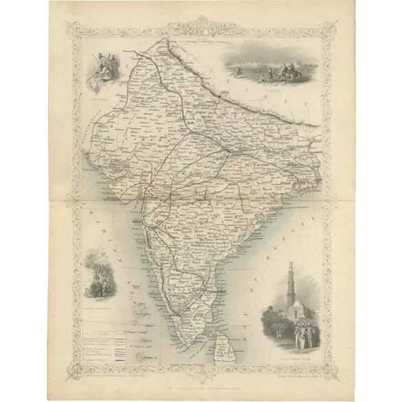 Map of India with Cultural and Natural Vignettes, 1851 For Sale - Image 6 of 6