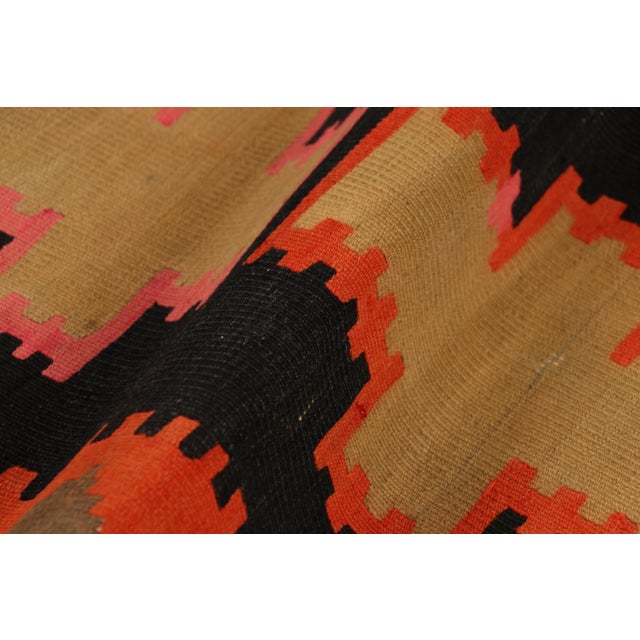 Handwoven Antique Persian Kilim Rug in Wine Black and Orange Geometric Pattern For Sale In New York - Image 6 of 7