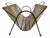 Vintage Mid-Century Modern magazine rack dating to the mid-20th century. This stylish piece features a perforated brass-...