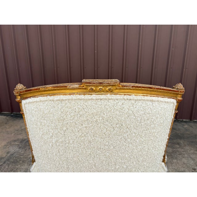 19th Century French Louis XVI Style Giltwood Bergere For Sale - Image 12 of 18
