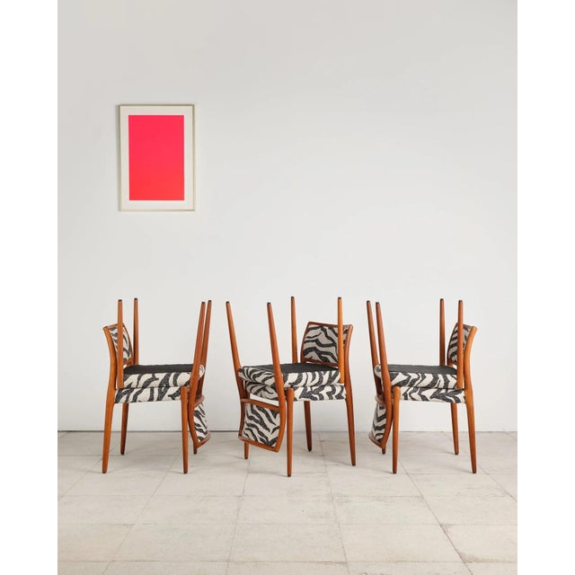 Model 80 Dining Chairs in Teak with Zebra-Print Upholstery by Niels O. Møller for j.l. Møllers, Denmark, 1960s, Set of 6 For Sale - Image 6 of 18