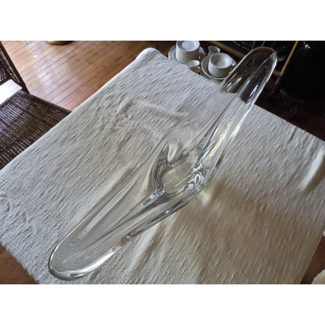Glass Mid-Century Daum France Rare Large 26.5" Crystal Swallowtail Centerpiece Bowl - Pristine For Sale - Image 7 of 14