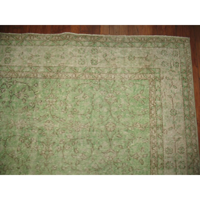 Mid 20th Century Turkish Green Over-Dyed Rug - 7'1'' X 10'5'' For Sale - Image 4 of 4