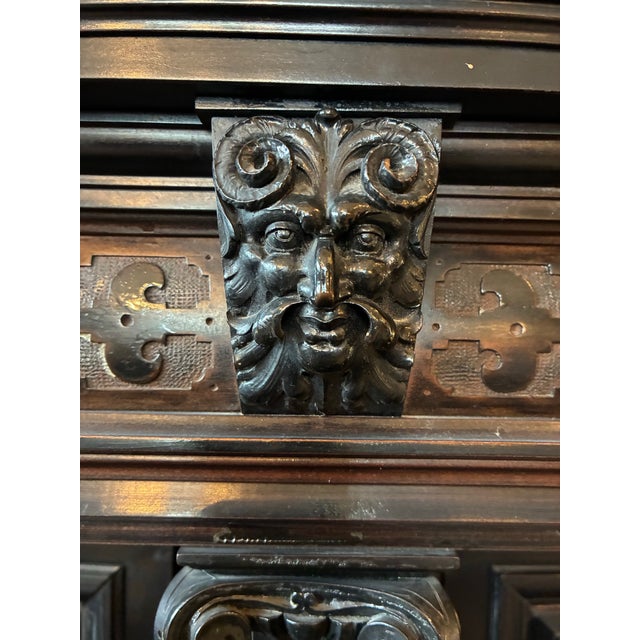 Late 19th Century Antique Napoleon III Ebonized Two Part Cabinet For Sale - Image 5 of 12