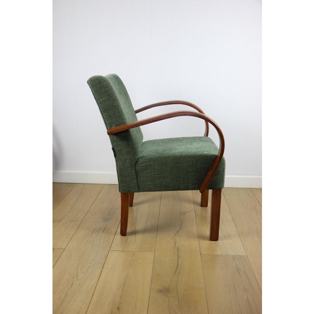 Brown Vintage Art Deco Loft Armchair in Olive Green, 1960 For Sale - Image 8 of 11