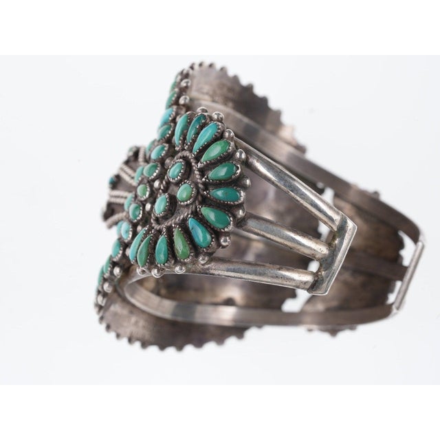 Native American 6 7/8" Large F.m. Begay Navajo Turquoise Petit Point Watch Cuff For Sale - Image 3 of 9