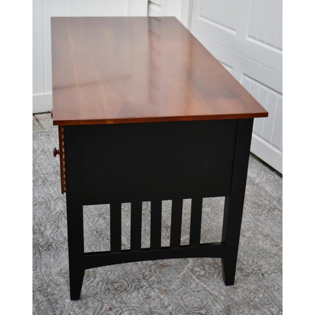 Vintage Ethan Allen Transitional Style Black & Cherry Four Drawer Desk For Sale - Image 11 of 13