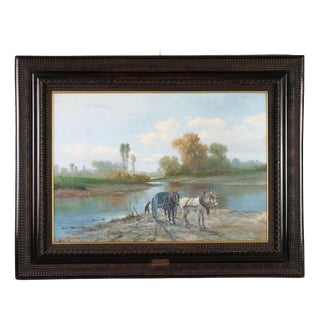 G. Malvezzi, River Landscape, Oil on Canvas For Sale