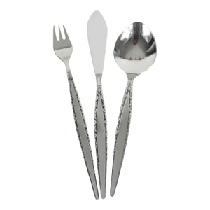 Vintage Mid Century Modern Oneida Venetia Stainless Steel Atomic 3 Piece Serving Spoon Set