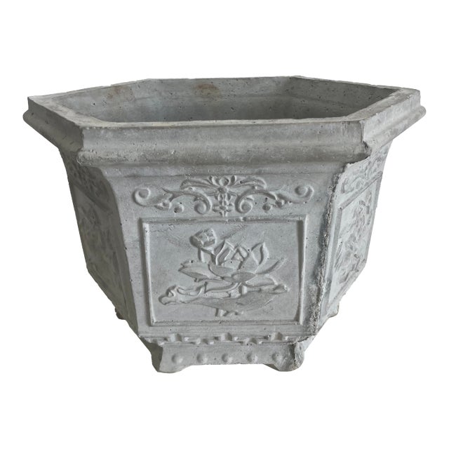 Asian Cast Stone Cache Pot-2 For Sale