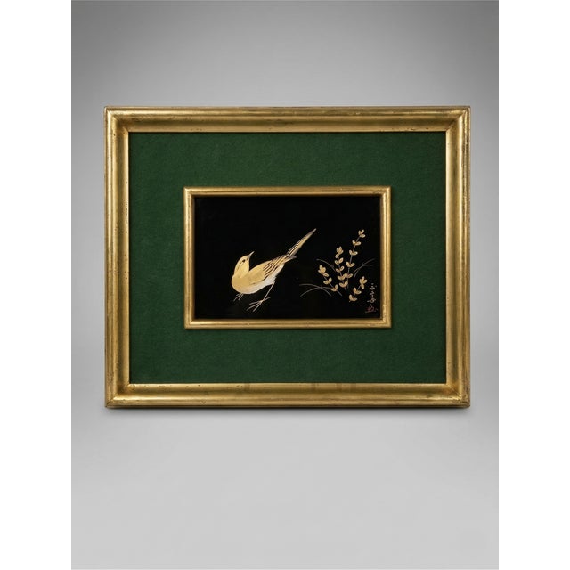 Inlaid Japanese Lacquer Painting of Sekirei Bird by Koshi-San, 1970s For Sale - Image 13 of 13