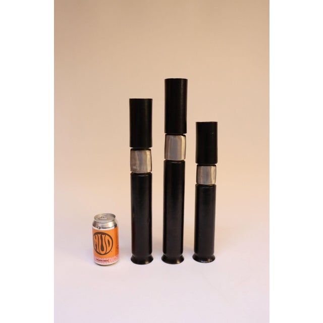 Set of Three Brutalist Blackened Copper Candle Holders by Thomas Roy Markusen For Sale - Image 9 of 12