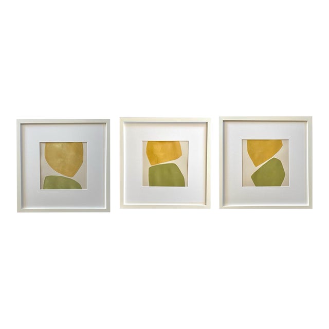 2024 Contemporary Abstract Paintings on Paper Set of Three by Artist r.k. Red For Sale