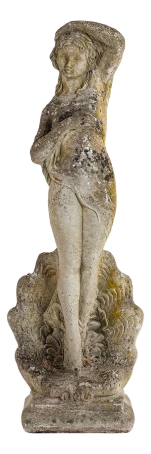 Composite Stone Figure of Venus Emerging From a Shell, England Mid 20th C.