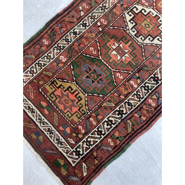 Vintage Plush Earthy Clay, Terracotta, Grassy Green & Persimmon Runner Rug 3.4 X 12.7 For Sale - Image 10 of 10