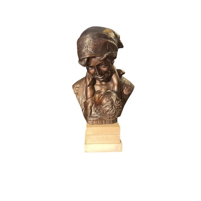 Metal Bronze Maternity Sculpture by A. Merente, 19th Century For Sale - Image 7 of 7