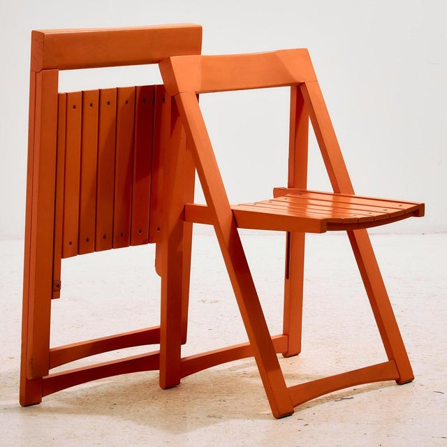 Orange Beech Foldable Chairs by Aldo Jacober for Alberto Bazzani, 1960s, Set of 4 For Sale - Image 8 of 17