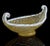 Mid-Century Modern Vintage Barovier Toso Murano Gold Leaf White Trim Italian Art Glass Gondola Shaped Footed Bowl For Sale - Image 3 of 8