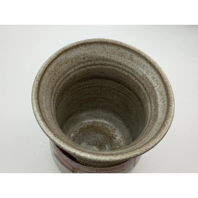 Gray Mid 20th Century Vintage Stoneware Glazed Vase For Sale - Image 8 of 13