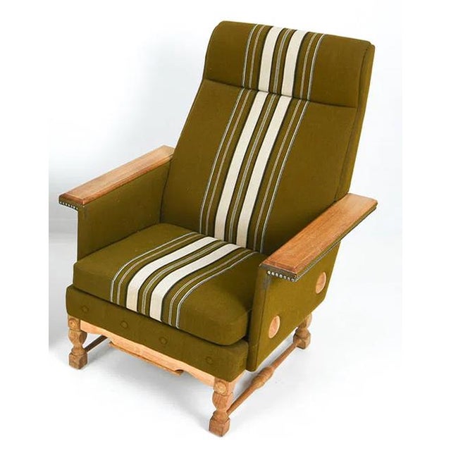 Danish Mid Century Modern High Back Lounge Chair W Straight Paddle Arms For Sale In New York - Image 6 of 11