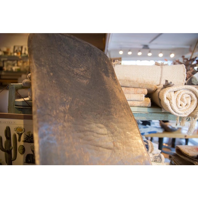 Brown Vintage Carved African Wooden Slot Chair For Sale - Image 8 of 13