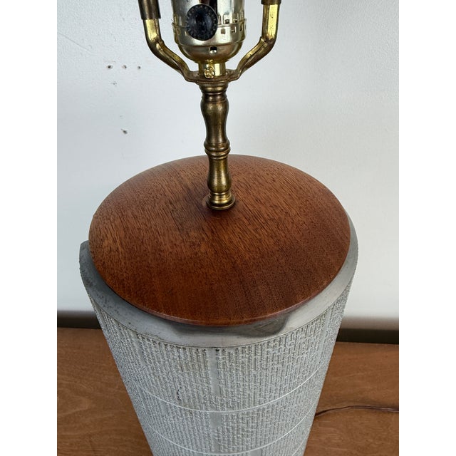 1960s 1960s Mid-Century Modern Wall Street Journal Printing Plate Walnut and Metal Table Lamp For Sale - Image 5 of 10
