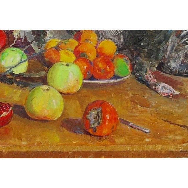1960s 1960s Still Life Oil Painting, Turkey & Fruit For Sale - Image 5 of 6