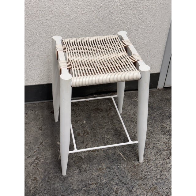 CB2 Ayush Kasliwal for Cb2 Leather-Wrapped Stool For Sale - Image 4 of 12