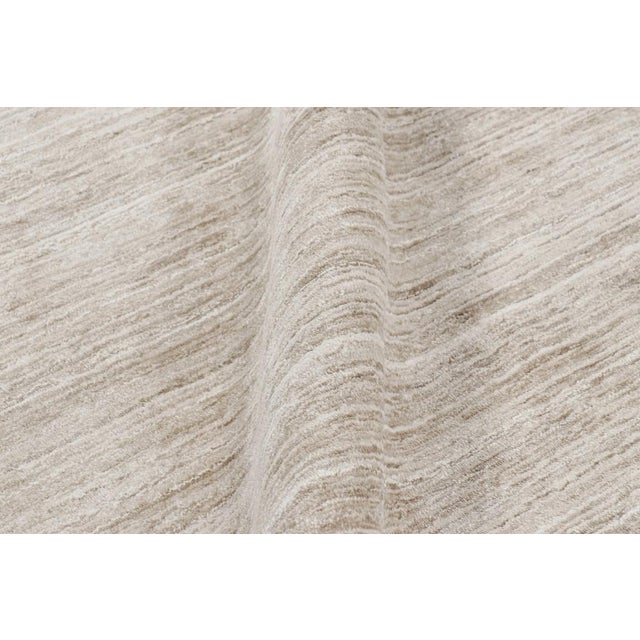 Textile Rug & Kilim’s Oversized Textural Rug in Solid Beige and Cream Tones and Striae For Sale - Image 7 of 8