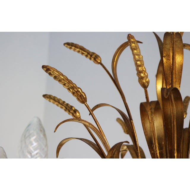 Metal Large Hollywood Regency Sheaf of Wheat 8-Arm Chandelier by Hans Kögl, 1970s For Sale - Image 7 of 17