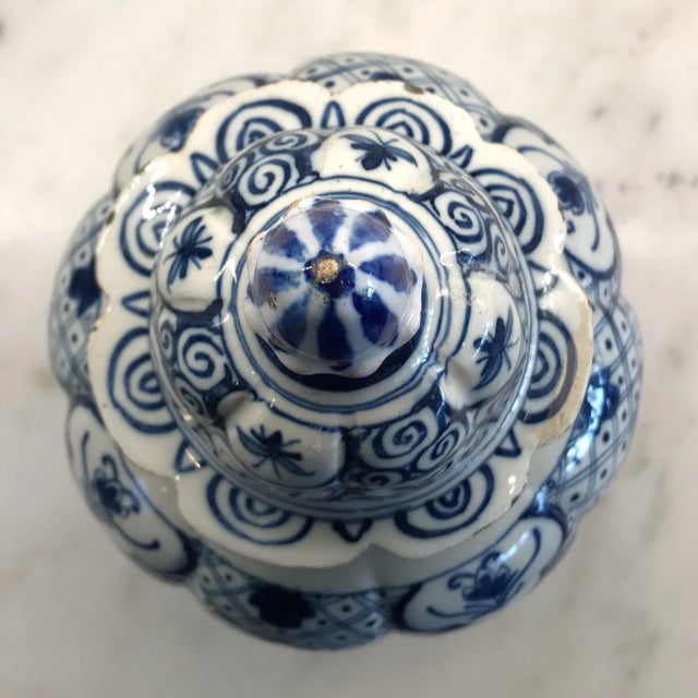 Delft Delft Blue and White Vase With Top For Sale - Image 4 of 12
