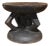 1960s Vintage Black Wooden Round Tonga African Stool With Diamond Shape Cut Outs / Handle For Sale
