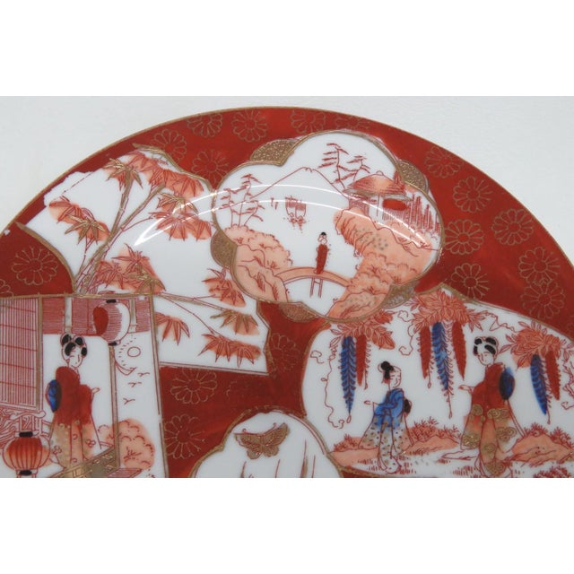 Hand Painted Porcelain Plates Set of 3 Made in Japan Geisha Floral Motif 4945b For Sale In Miami - Image 6 of 11