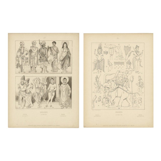 Antique India Costume and Cultural Prints by Max Tilke, 1890s, Set of 2 For Sale