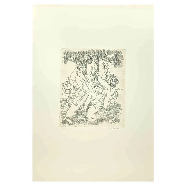 Mino Maccari, Figures, Etching, Mid-20th Century For Sale