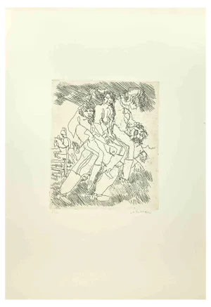 Mino Maccari, Figures, Etching, Mid-20th Century