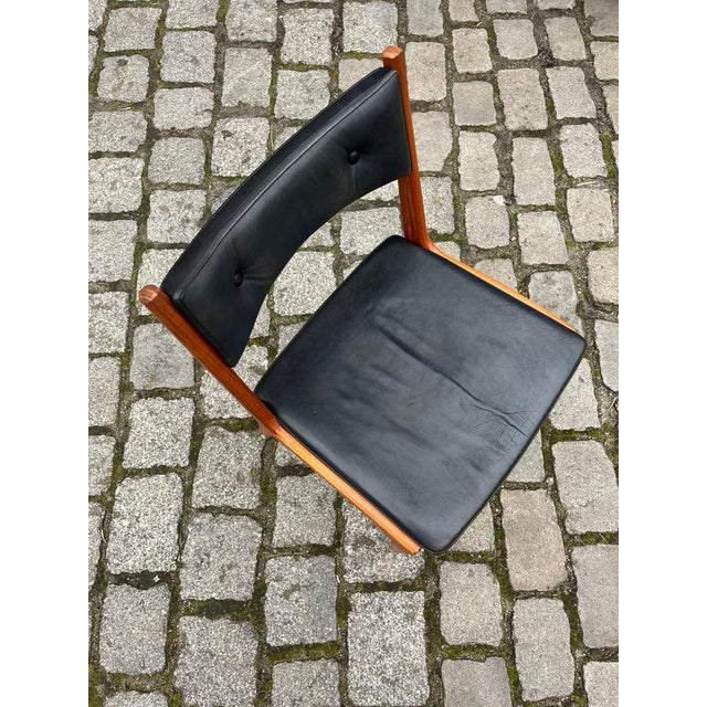 Dining Chairs in Teak & Genuine Leather from K.S. Stolefabrik, Set of 4 For Sale - Image 10 of 11