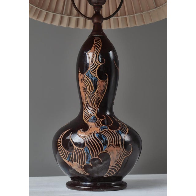 Art Nouveau Ceramic Table Lamp attributed to Møller & Bøgely, Denmark, 1910s For Sale - Image 10 of 16
