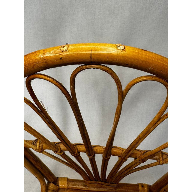 Camel Vintage Coastal Boho Chic Arched Bamboo & Rattan Wood Wall Shelf For Sale - Image 8 of 10