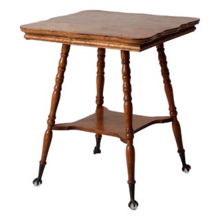 Antique Edwardian Oak Side Table With Claw and Ball Feet For Sale