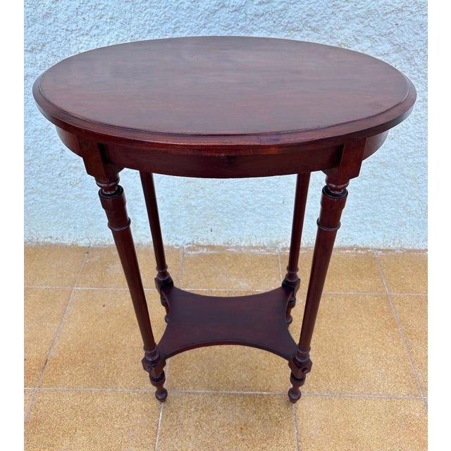 French Provincial Mid Century French Wood Oval Side Table, 1950s For Sale - Image 3 of 7