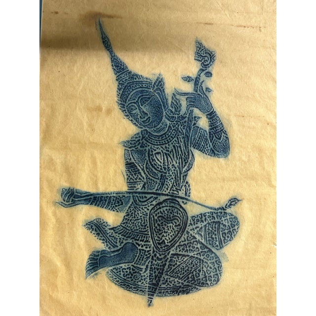 Vintage Thai Temple Rubbings in Gilt Bamboo Frames – Pair For Sale In Greensboro - Image 6 of 8