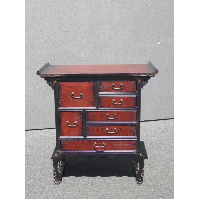 Vintage Oriental Asian Apothecary Chest Of Six Drawers Cabinet