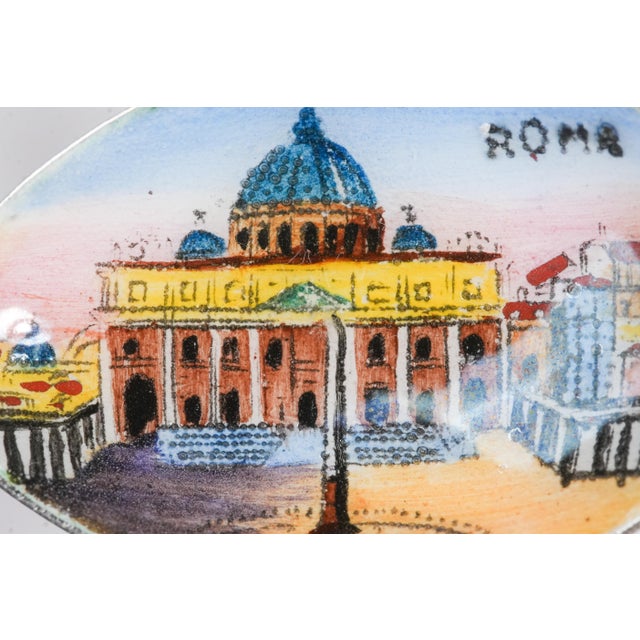 Nice Hand Painted Enamel Antique Grand Tour 800 Silver Spoon Vatican St. Peter's Basilica Rome Italy For Sale - Image 4 of 9