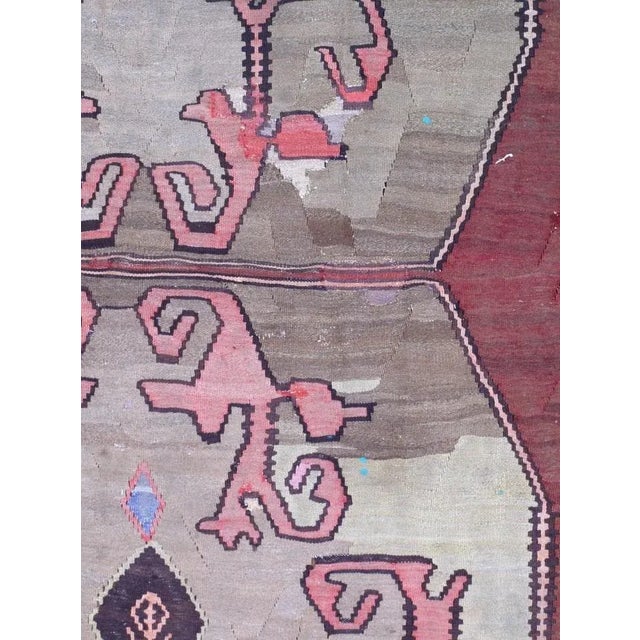 Turkish Kilim Handmade Hand-woven. Lamb's Wool on a Wool Foundation. Hand-Spun Wool Rug. Vegetable Dyed 15005
