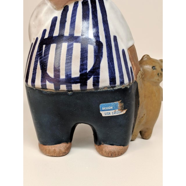 Ceramic Lisa Larson Gustavsberg Sweden Malin Boy With Teddy Bear Figurine For Sale - Image 7 of 12