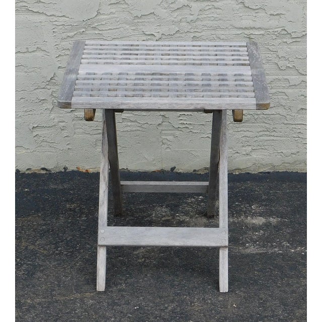 Smith Hawken Weathered Teak Pair Outdoor Patio Folding Side