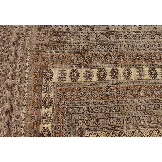 Hand-Knotted Turkomen Ersari Rug in Wool With All-Over Tribal Beluch Design 10'2 X 12'8 For Sale - Image 11 of 13