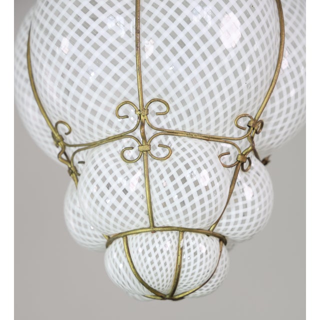 Amazing Large Venetian Lantern in Murano Reticello Glass, 1940s For Sale - Image 9 of 13