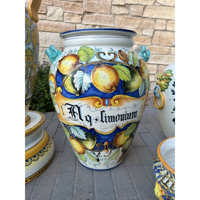 Mediterranean Hand-Painted Italian Majolica Patio & Floor Urn Collection - 7 Pieces For Sale - Image 3 of 8